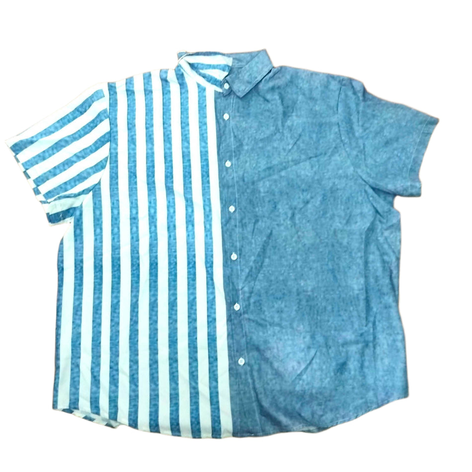 INSTOCK- Men’s Short Sleeve Striped Hawaiian Beach Shirt –