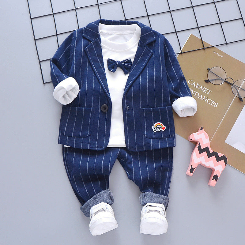 Boys Three-Piece Baby Suit Spring Autumn Flower Outfit