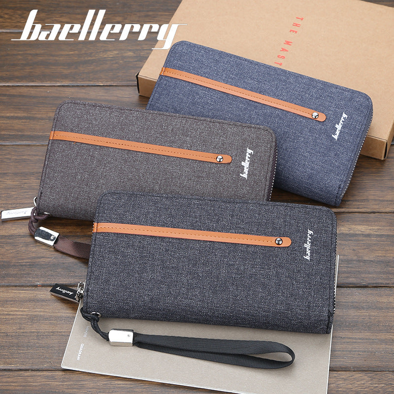 Baellerry Men’s Long Canvas Zipper Clutch Wallet