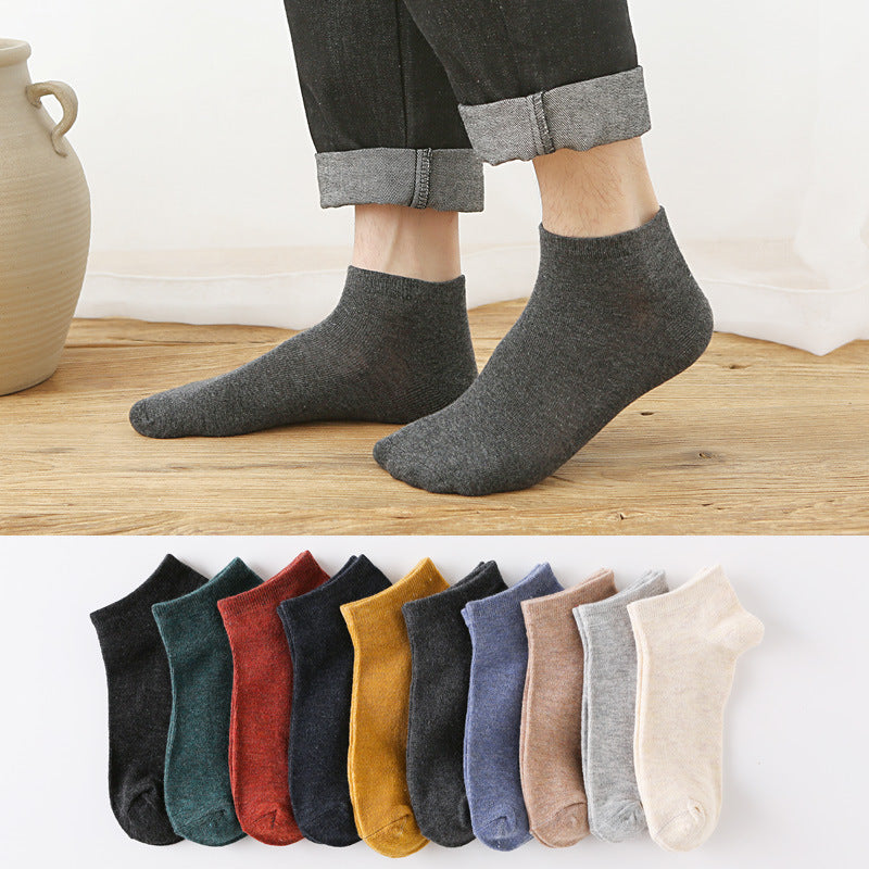 Men’s Solid Cotton Boat Socks(10-Pack)-Show Comfort