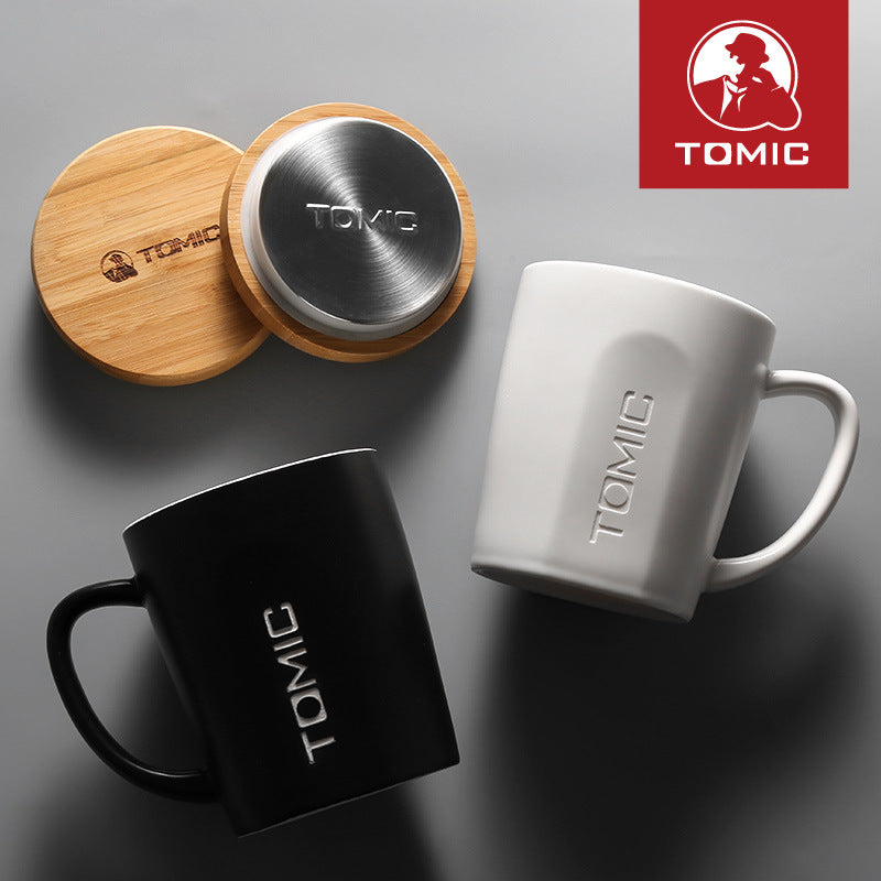 TOMIC Ceramic Mug with Lid Nordic Simple Office Coffee Cup