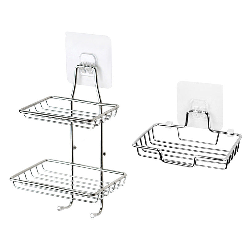 Stainless Steel Wall-Mounted Draining Soap Rack for Bathroom