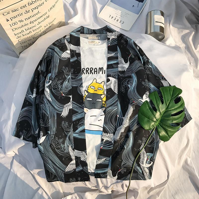 Ice Silk Men’s Kimono Cardigan Style Summer