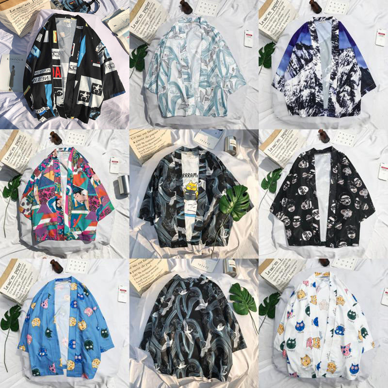 STOCK-Ice Silk Men’s Kimono Cardigan Style Summer