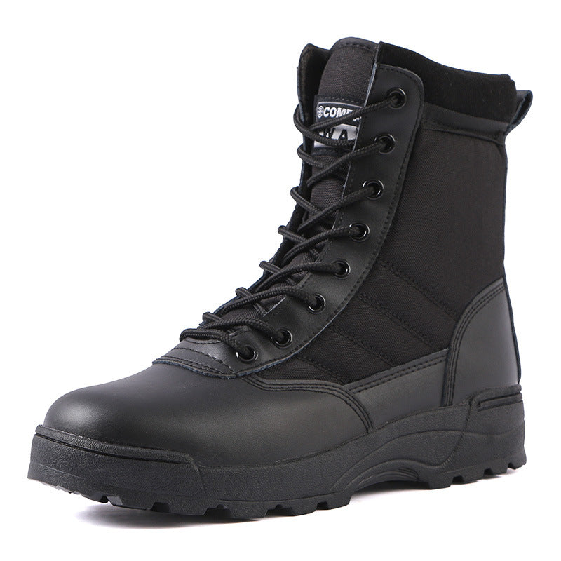 INSTOCK-Men's Tactical Combat Boots Black High-Top Anti-Collision