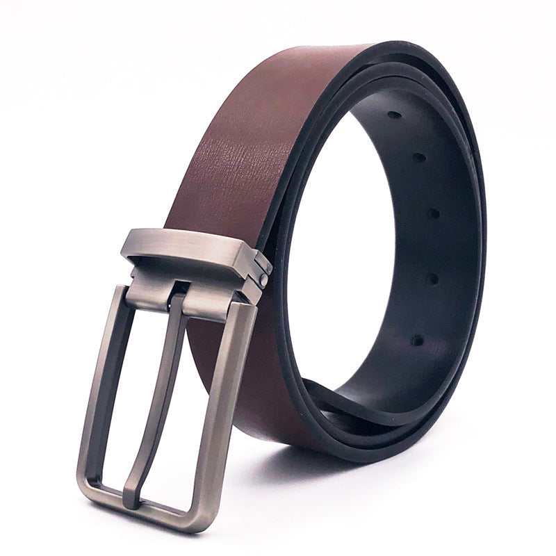Men’s Cowhide Leather Belt – Gift Box, Double-Color, Trendy