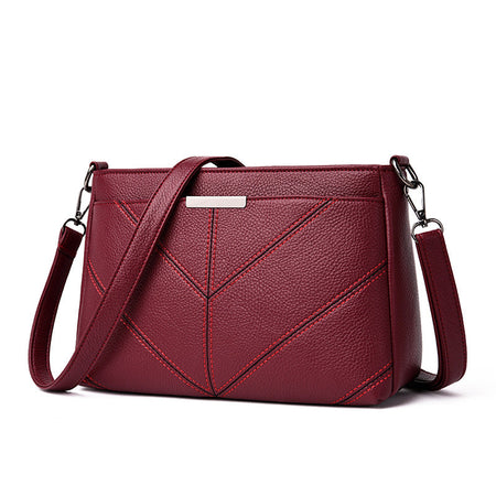 Burgundy korean style three-layer crossbody mommy bag for women