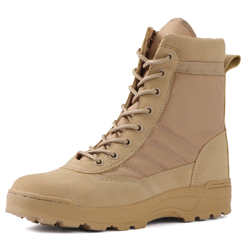 Men’s Tactical Combat Boots Black High-Top Anti-Collision Hiking
