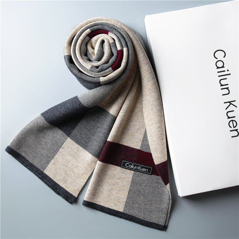 2024 Men’s Wool Long Thick Warm Autumn Winter Scarf