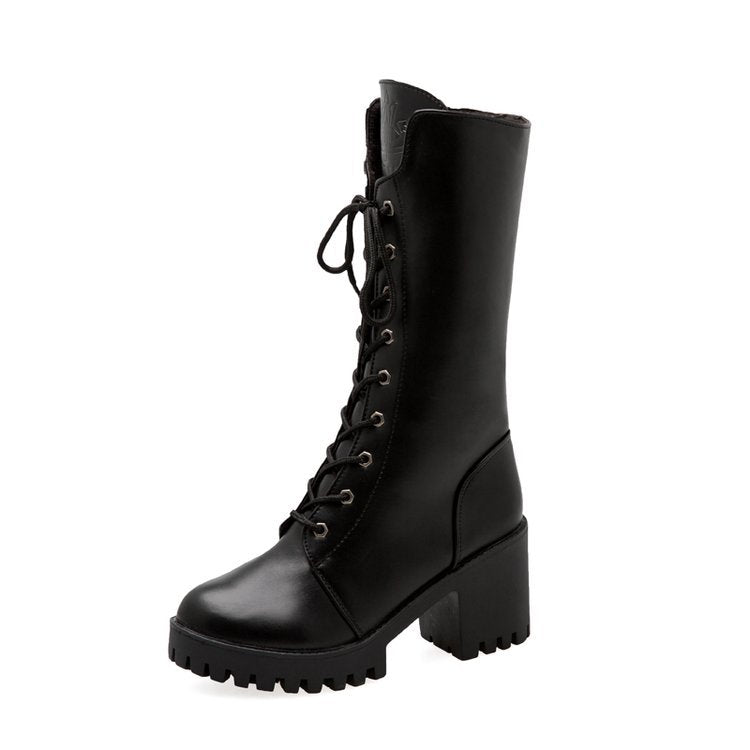 INSTOCK-Vintage Lace-Up Mid-Calf Martin Boots