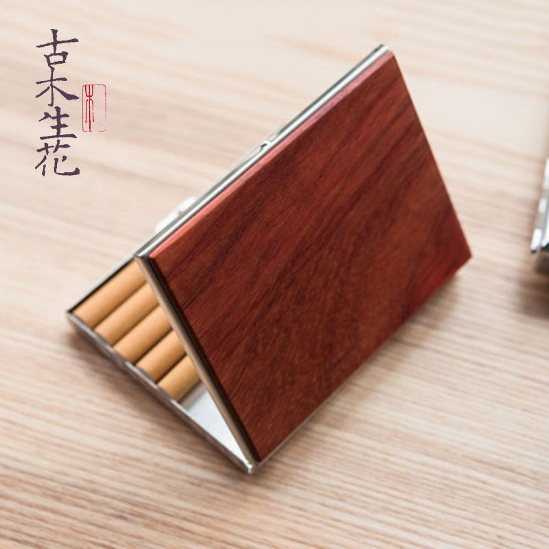 Creative Solid Wood Cigarette Case 20 Pack Portable Box Wood