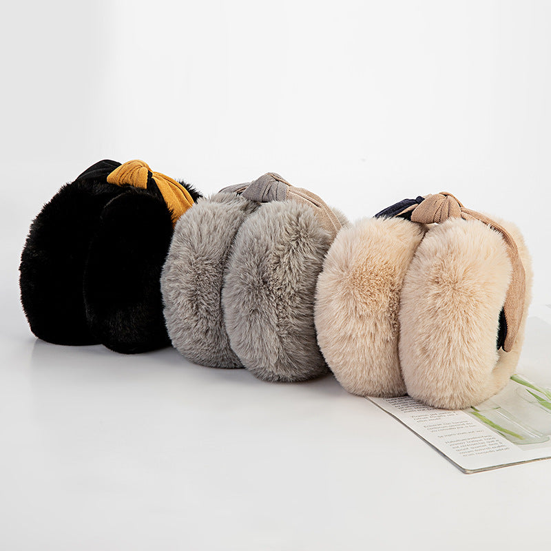 Korean Two-Tone Rabbit Fur Winter Earmuffs