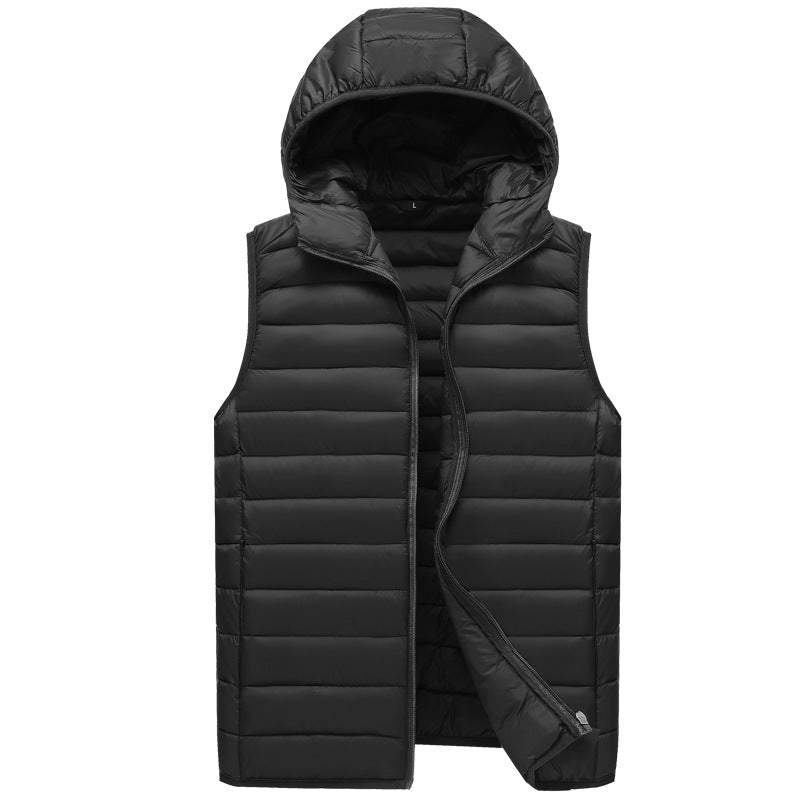Men’s Cotton Outwear Vest – Hooded Warm Sleeveless Jacket