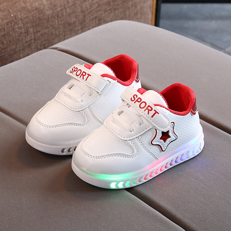 Star LED Toddler Shoes – White & Stylish Light-Up Fun