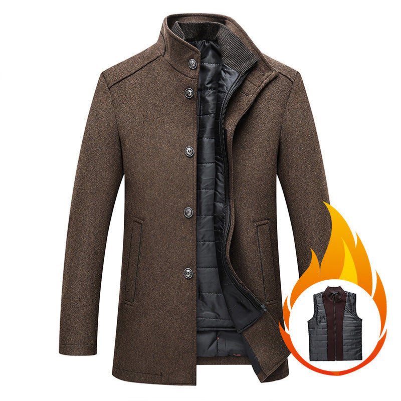 Solid Color Wool Coat with Vest (2025)