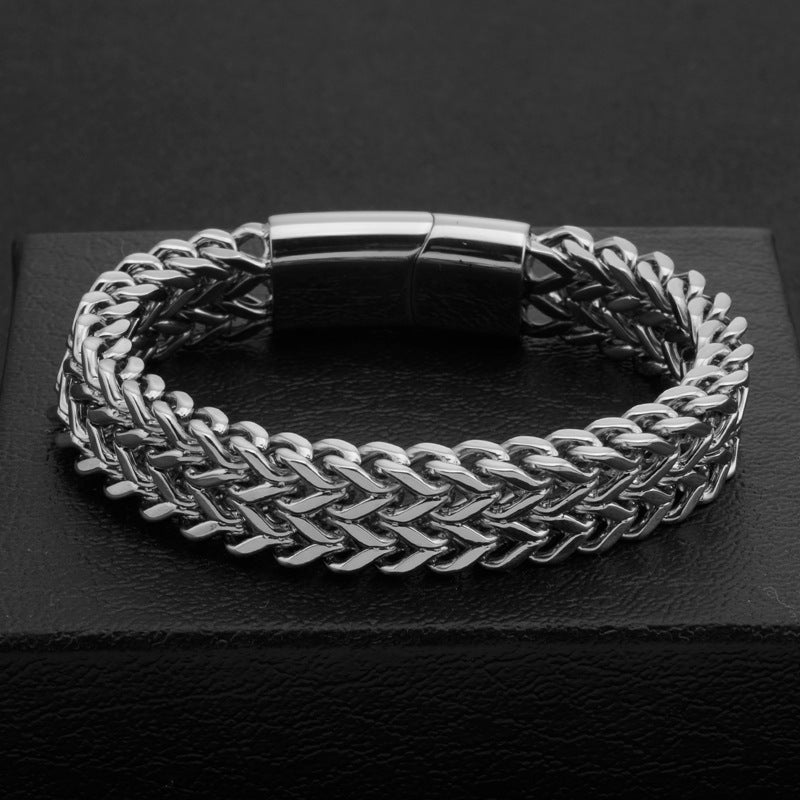 Men’s Double-Layer Titanium Bracelet – Magnetic Buckle