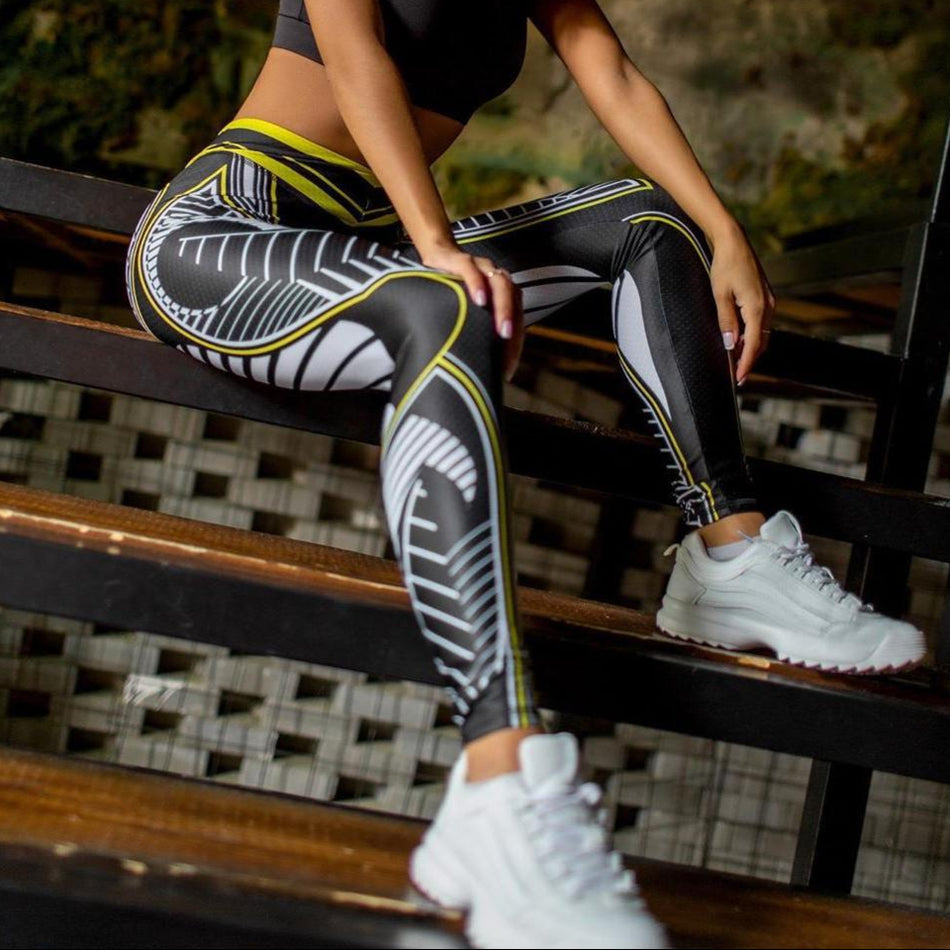 INSTOCK-Women's High Waist Printed Yoga Leggings