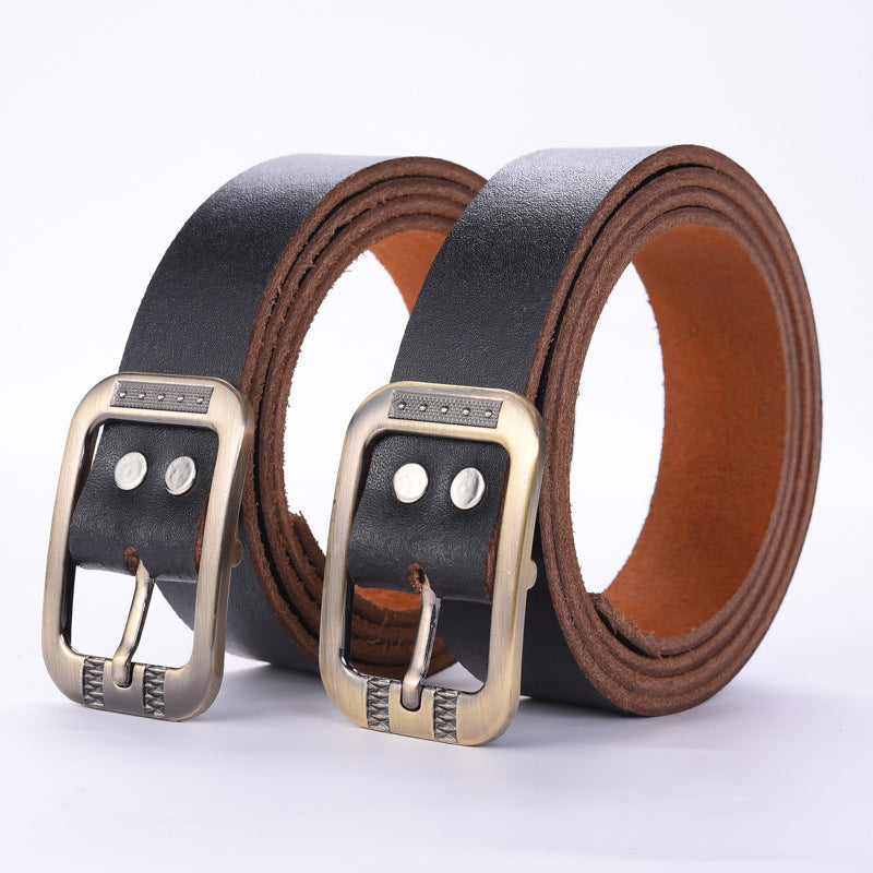New Men's Leather Pin Buckle Belt