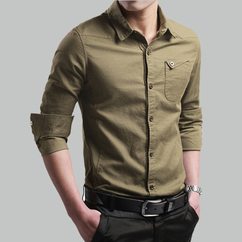 INSTOCK-Men's Military Shirt | Cotton Long Sleeve Workwear