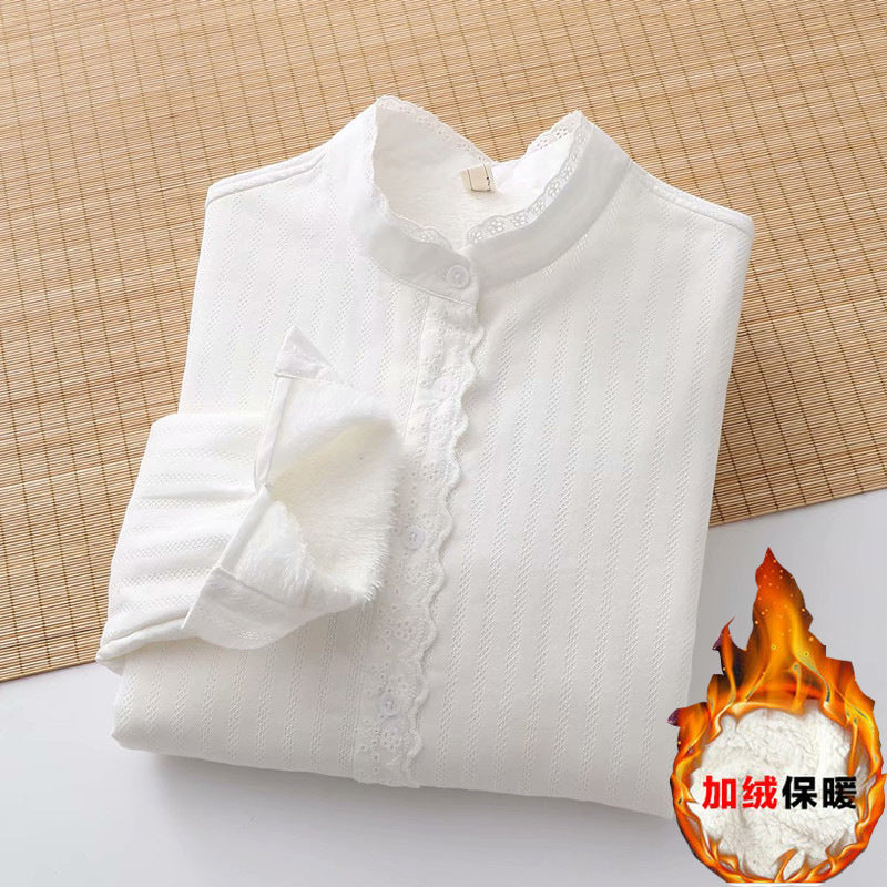 Korean Winter White Fleece Shirt for Women – 2026