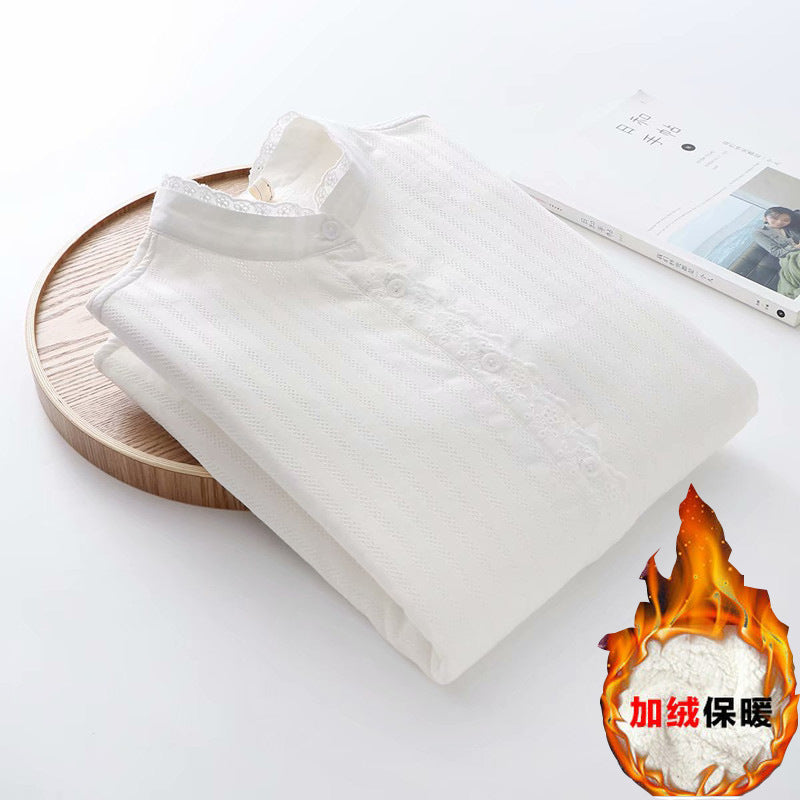 Korean Winter White Fleece Shirt for Women – 2026