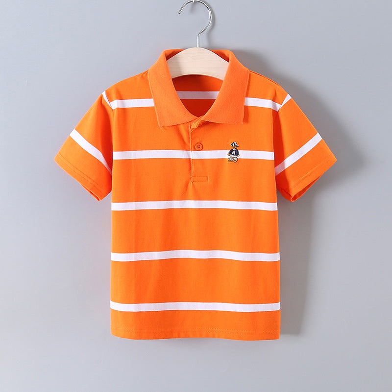 STOCK-Boys’ Cotton Polo T-Shirt – Striped Summer Wear