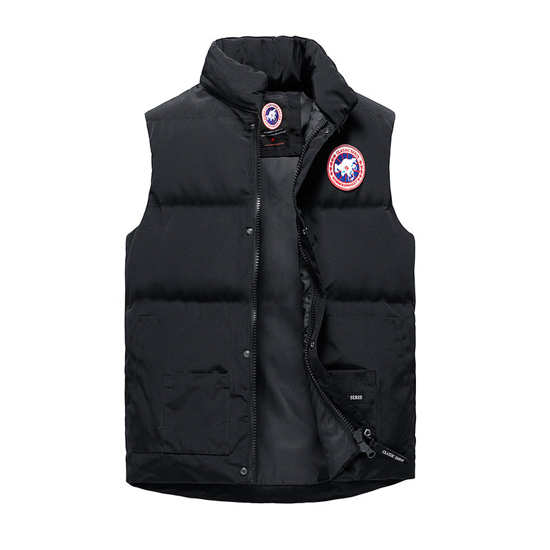 Men’s Embroidered Down Jacket Vest Warm Casual Trendy