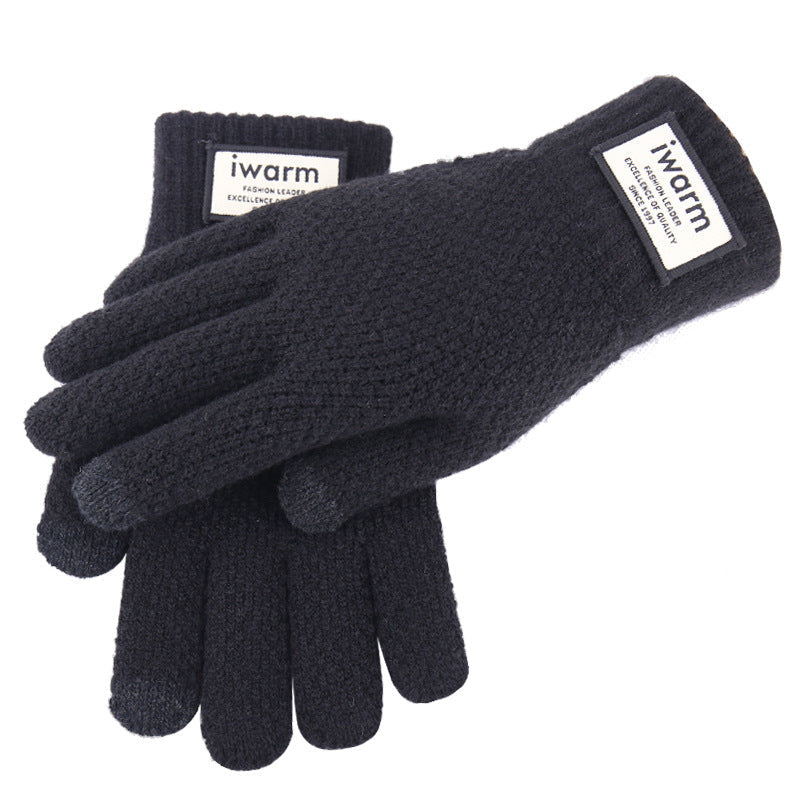 Men’s Double-Layer Velvet Wool Touchscreen Winter Gloves