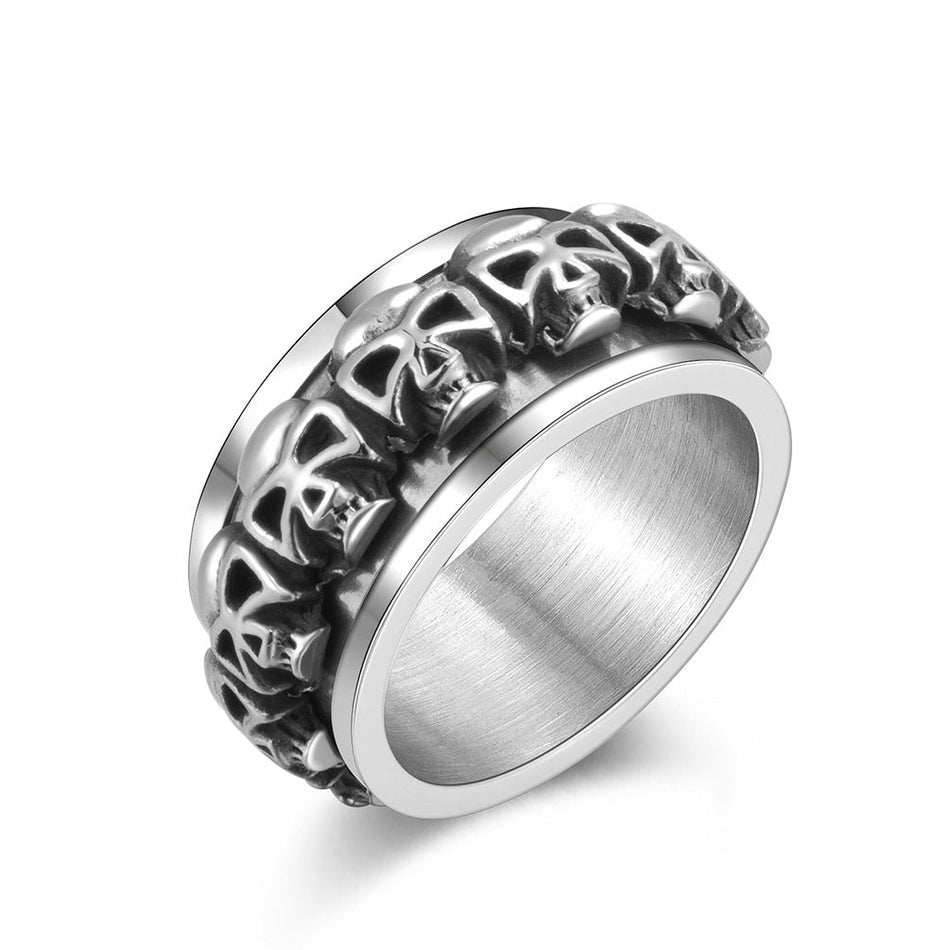 Stainless Steel Skull Rotating Ring for Men Couples Style