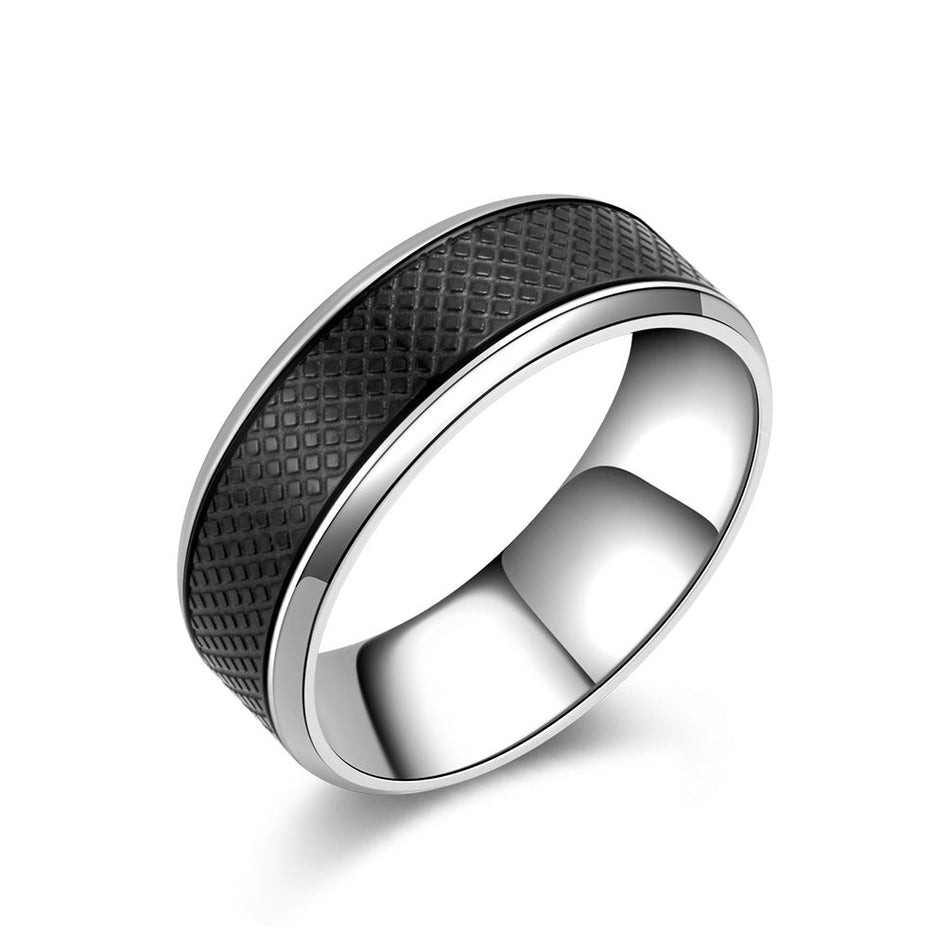 Men's Black Titanium Steel Ring Minimalist Fashion Jewelry