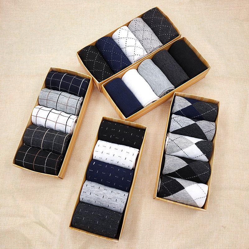 (5-Pair)- Business Mens Cotton Socks Gift Box – Simple & Classy