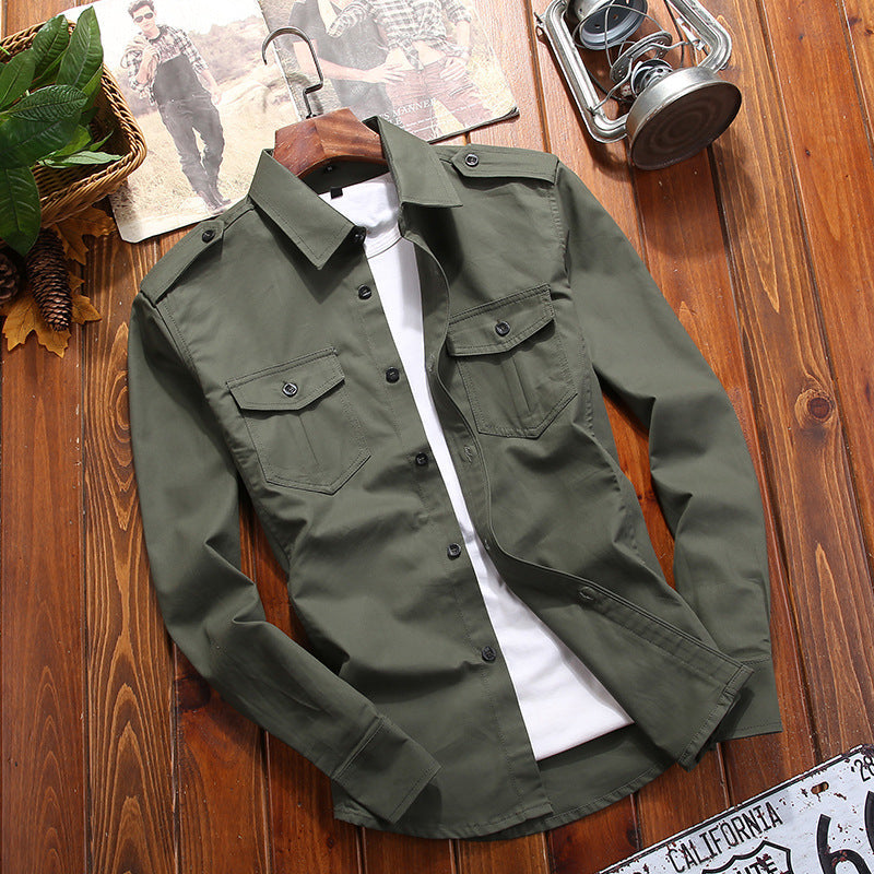 Men’s Military Style Cotton Shirt Coat