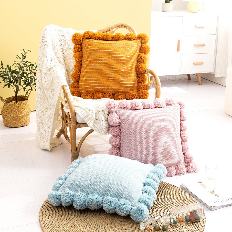 Nordic Big Ball Knitted Pillow – Soft Sofa & Office Cushion