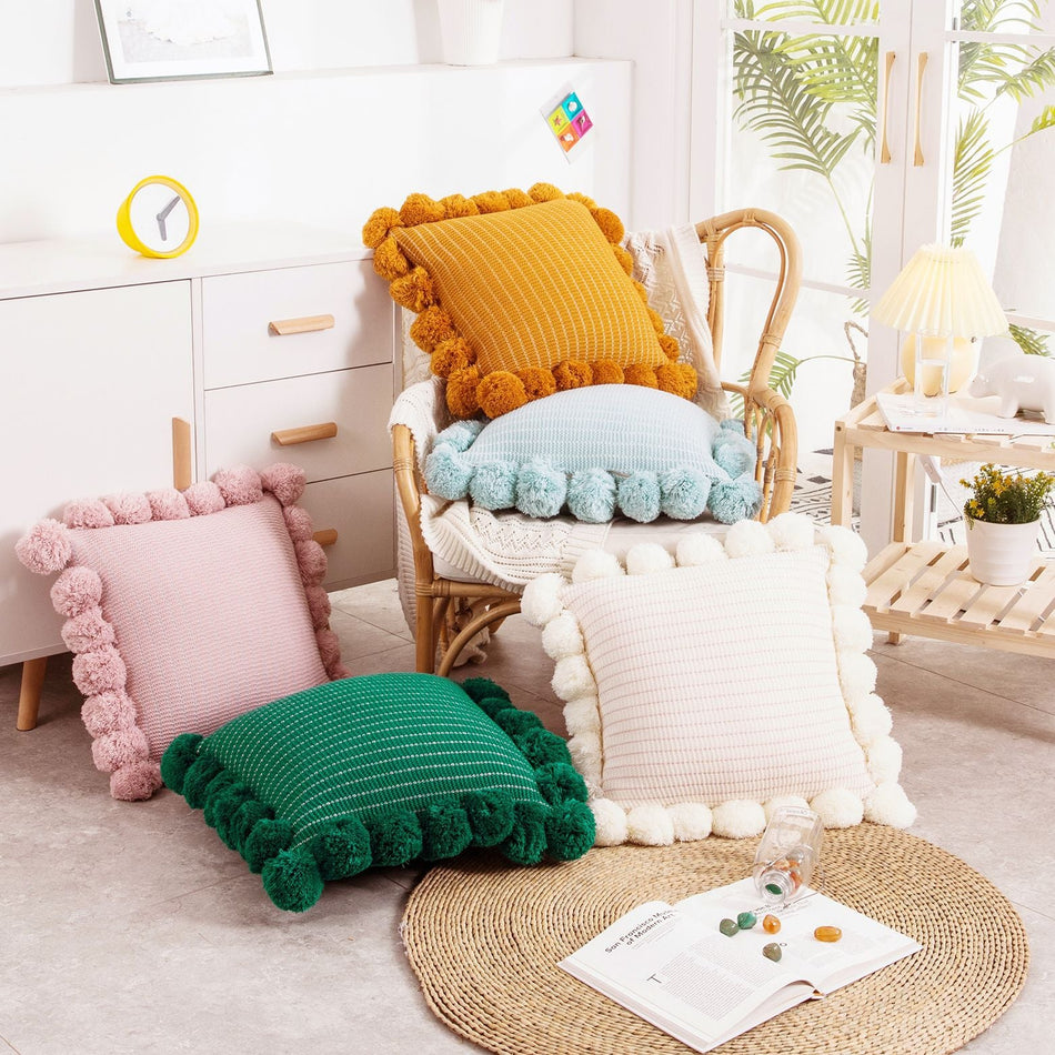 Nordic Big Ball Knitted Pillow – Soft Sofa & Office Cushion