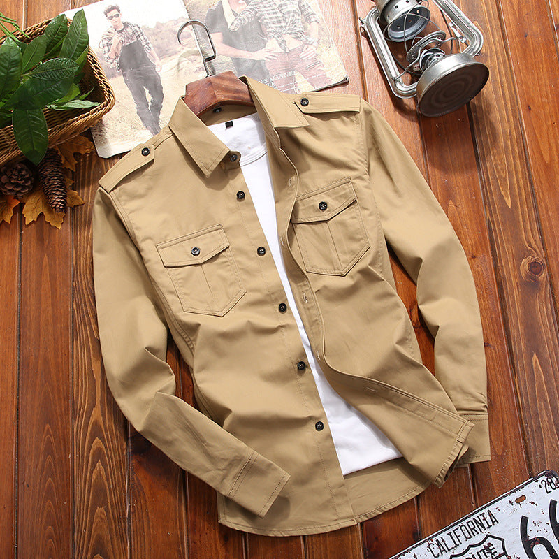 Men’s Military Style Cotton Shirt Coat