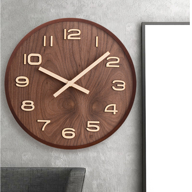 Chinese-Style Wooden Wall Clock for Living Room