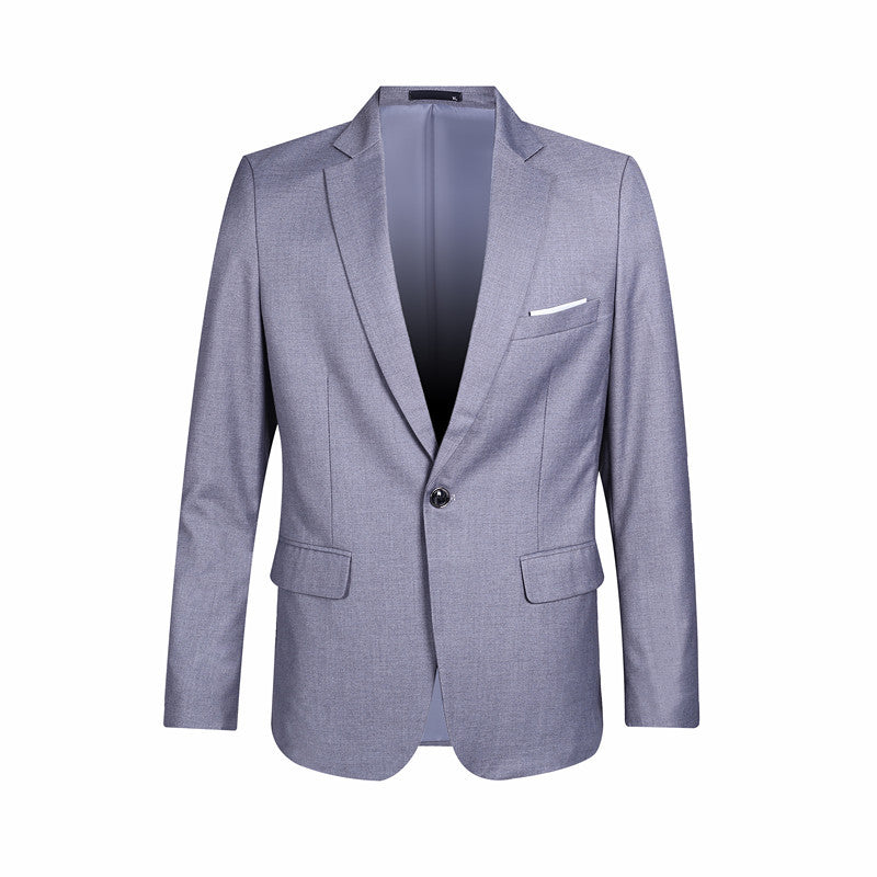 STOCK-Slim-Fit Korean Men’s Casual Suit Jacket – Black Business