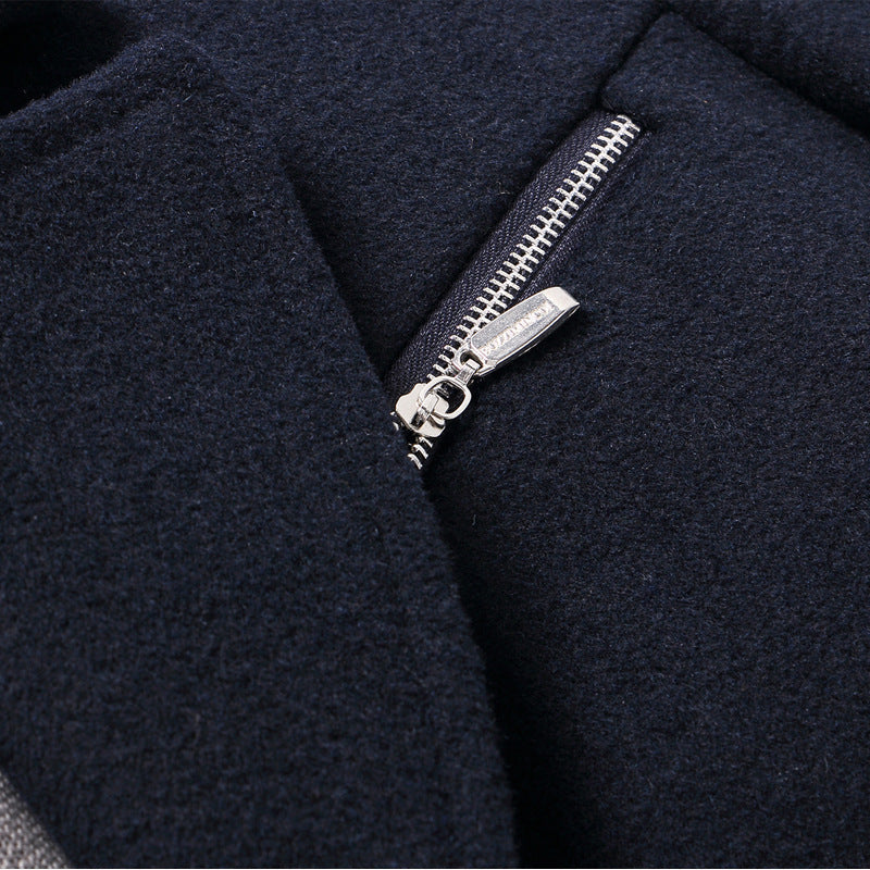 STOCK-Men’s Mid-Length Wool Coat – Lapel Scarf Collar