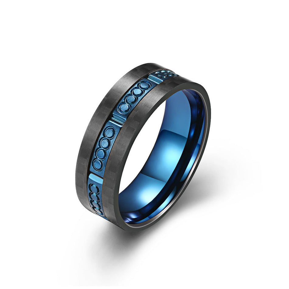 Men's Antique Stainless Steel Carbon Fiber Ring Fashion Jewelry