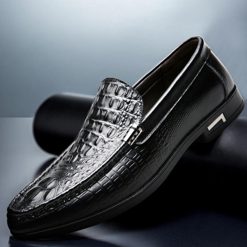 Men’s Crocodile Pattern Slip-On Leather Driving Shoes