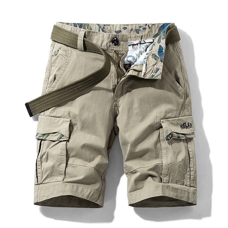 Khaki men's shorts - casual shorts with elastic waistband for active and leisure wear
