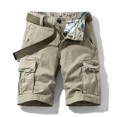 Khaki men's shorts - casual shorts with elastic waistband for active and leisure wear