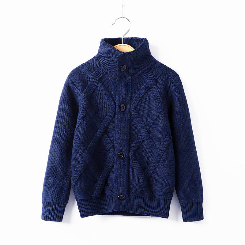Kids’ Wool High Collar Cardigan Sweater Autumn Winter