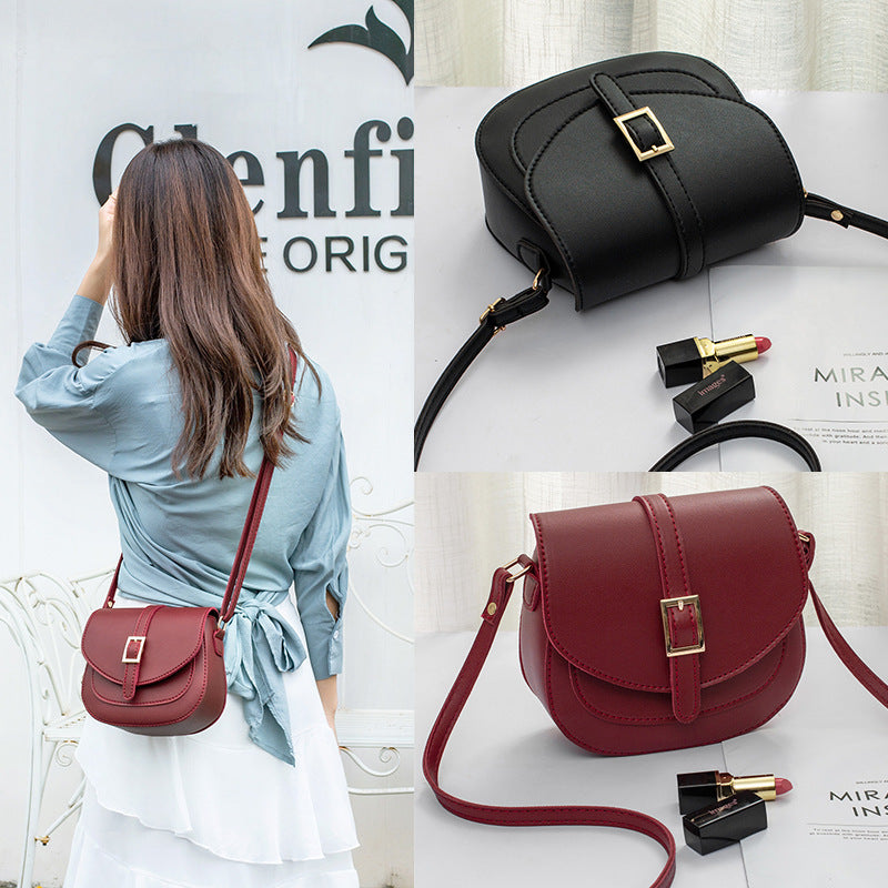 Korean Japanese Semi Saddle Belt Shoulder Crossbody Bag Lady