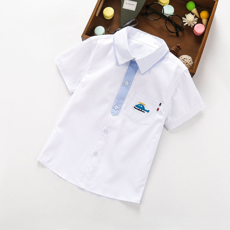 Boys Summer Short Sleeve Casual Shirt for Small Kids