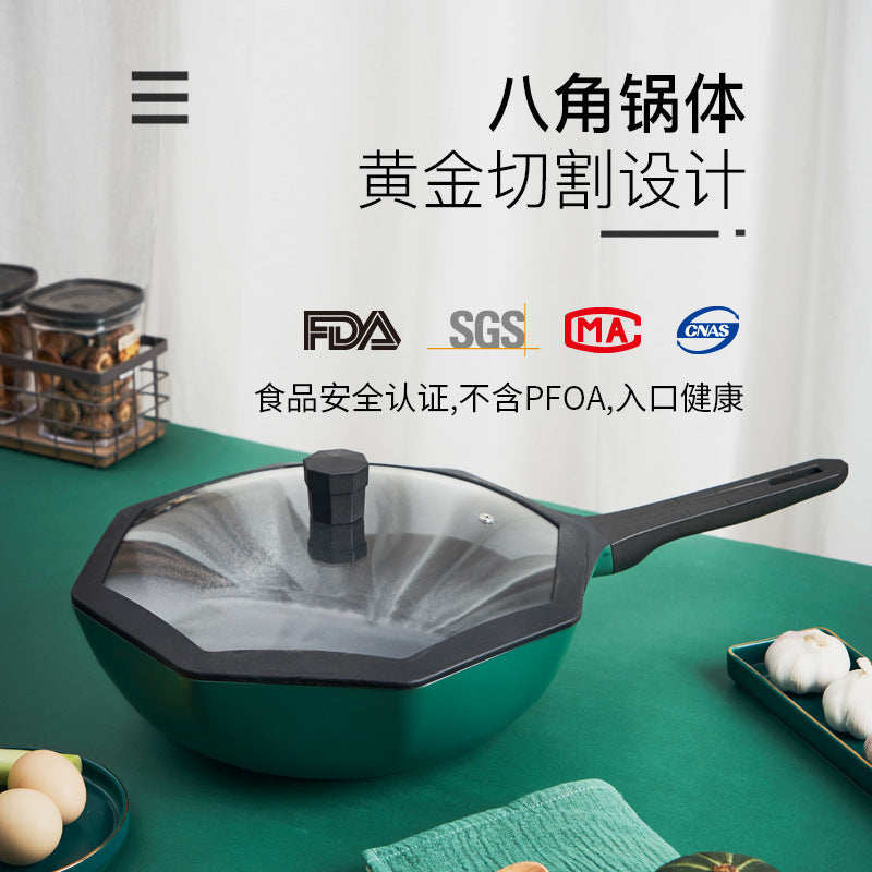 Octagonal Maifan Stone Non-Stick Wok – Universal Pan