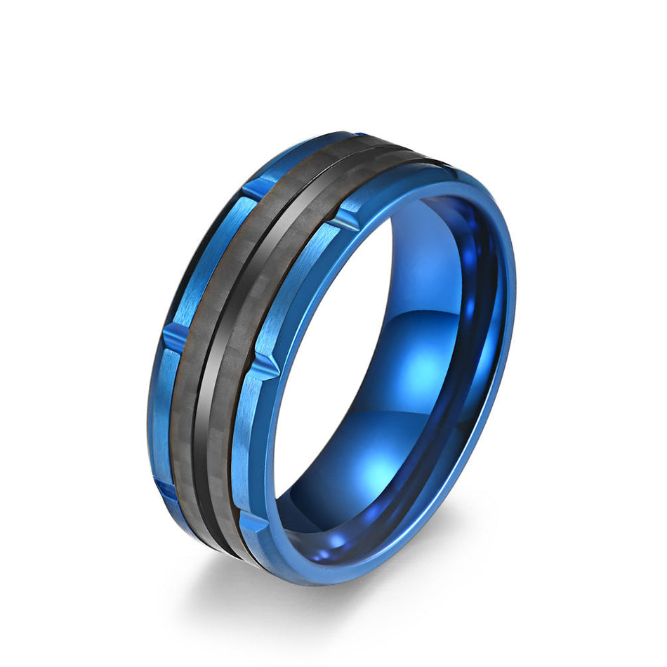 Men's Carbon Fiber Titanium Steel Ring Fashion Jewelry