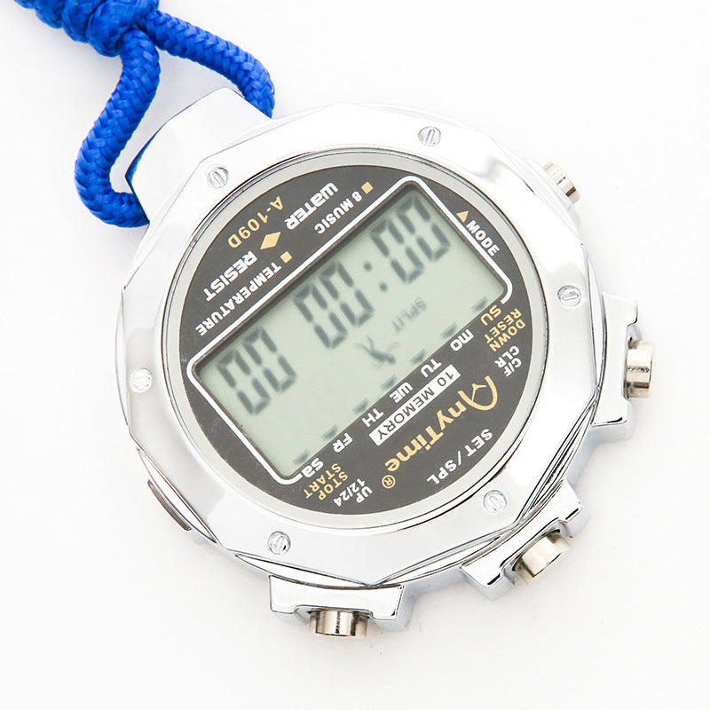Waterproof Electronic Stopwatch Timer 10-Track Metal Running