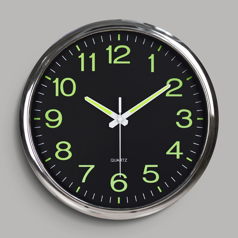 Simple 12 Inch Luminous Plastic Quartz Wall Clock
