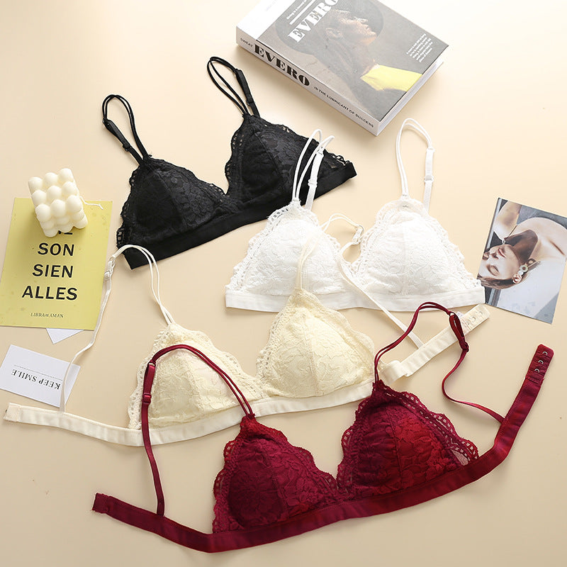 (Pack of 4)-French Lace Summer Bra – Sexy, Thin & Wireless Fit